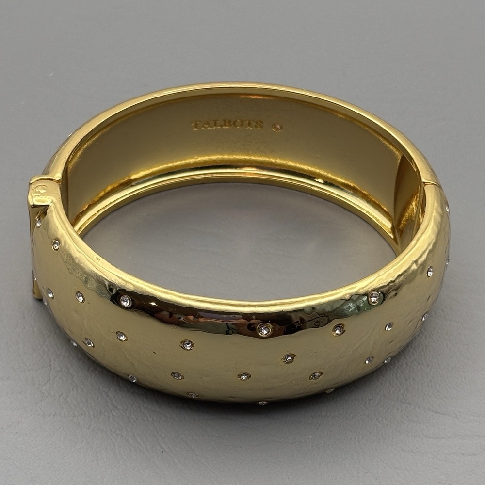 Talbots Gold Tone Rhinestone Hinged Bracelet